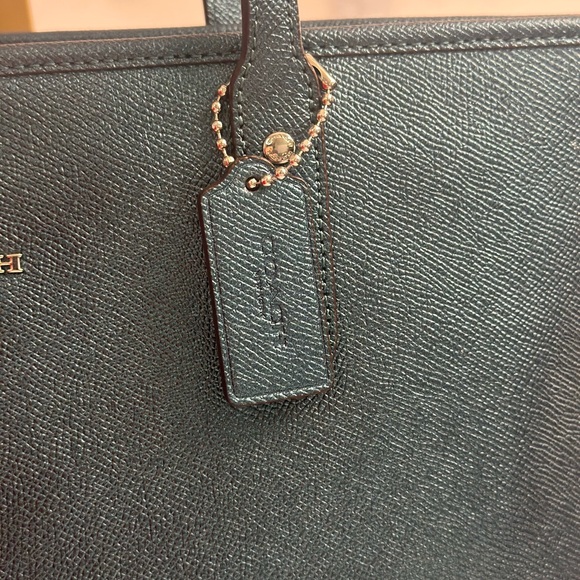 Coach Mini City Zip Tote Teal Metallic Crossgrain Leather - EUC with COA - Picture 11 of 14